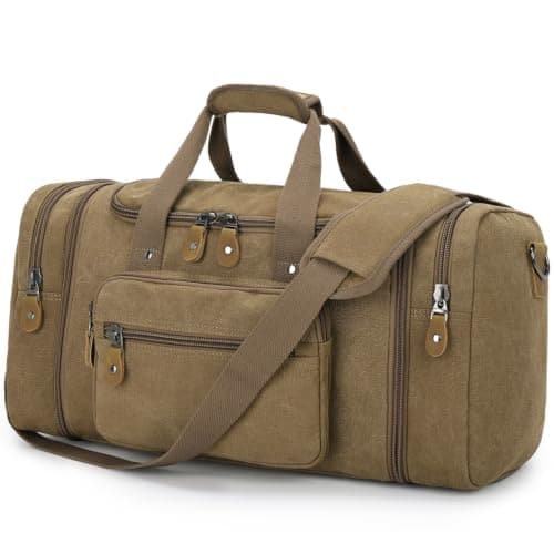 Gonex 60L Expandable Canvas Holdall for Men, Travel Duffle Overnight Bag