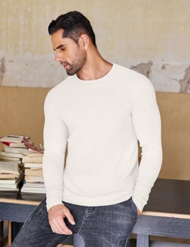 Ekouaer 3 Pack Thermal Vests for Men Long Sleeve Tops, White 3 pcs XXL — view 3