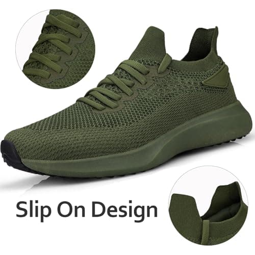 Giniros Men Trainers Slip On Sneakers Gym Walking Tennis Sport Green 9UK — view 4