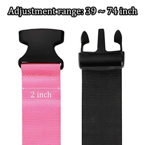Luggage Suitcase Straps Set, Travel Accessories Thickened Luggage Belt with Quick Release Buckle, Adjustable Black Travel Luggage Straps for Suitcase Baggage (Black+Pink, 2 PCS Set) — view 6