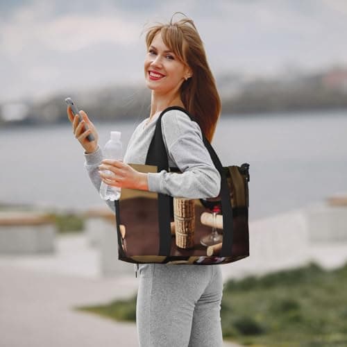Wine cork print Travel Duffel Bag,workout duffel bag, overnight shoulder Bag,Weekender Bag for Women Men, Black, One Size — view 2