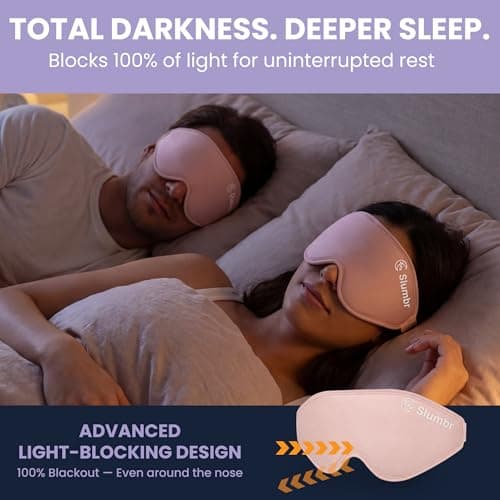 Slumbr 100% Blackout Sleep Mask for Men & Women - Light Blocking Eye Mask for Sleeping, 3D Contoured Soft Eye Mask, Adjustable Strap, Comfortable Travel Sleep Mask for Shift Work & Insomnia - Pink — view 2
