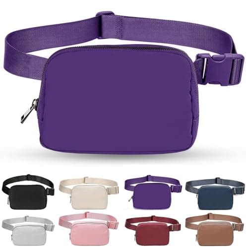 Bomvabe Purple Belt Bag for Women, Small Bum Bag with Adjustable Strap for Ladies Girls Kids Teens, Crossbody Fanny Pack for Travel Outdoors Running Hiking