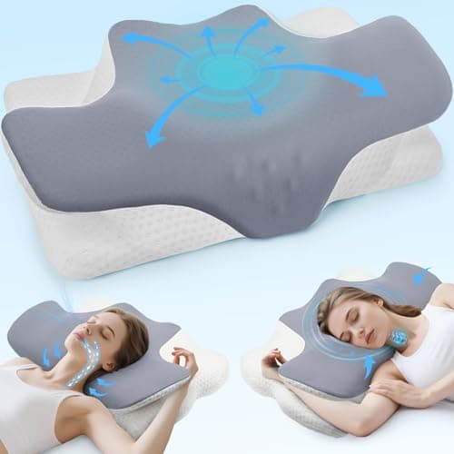 Drifina Orthopaedic Neck Support Pillow for Side Sleepers, Cervical Memory Foam Pillow for Neck & Shoulder Pain Relief, Dual-Height Ergonomic Bed Pillow, Cooling Washable Cover, 100-Night Trial