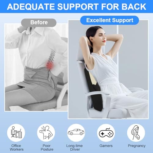 AOOHA Lumbar Support Cushion,Ergonomic Lumbar Support Cushion,Memory Foam Back Support Cushion,with Adjustable Straps and Skin-friendly Cover for Office Chairs,Gaming Chair,Car Seat,Couch,Recliner — view 4