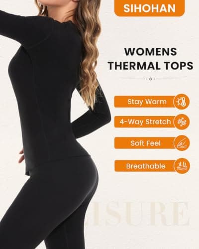 SIHOHAN Thermal Tops Womens Round Neck Stretch Long Sleeve Thermal Shirt — view 2