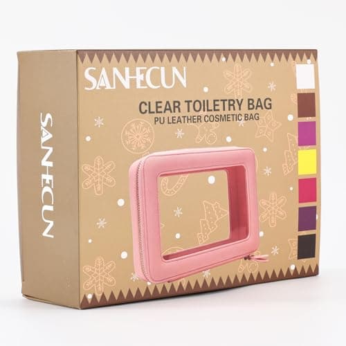 SANHECUN Toiletry Bag Waterproof Cosmetic Organizer with Hanging Hook for Travelling, White, Carry on 8 inch, Wash Bag — view 5
