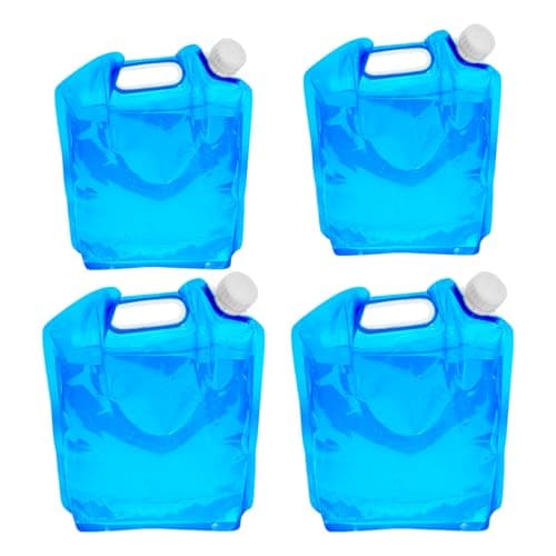 SJAUBKJOG 4 Pcs Collapsible Water Container Set (10L & 5L), Blue Folding Camping Water Containers, Portable Space-Saving Water Bag Jugs for Hiking, Sport, Camping, BBQ, Picnic, Festivals