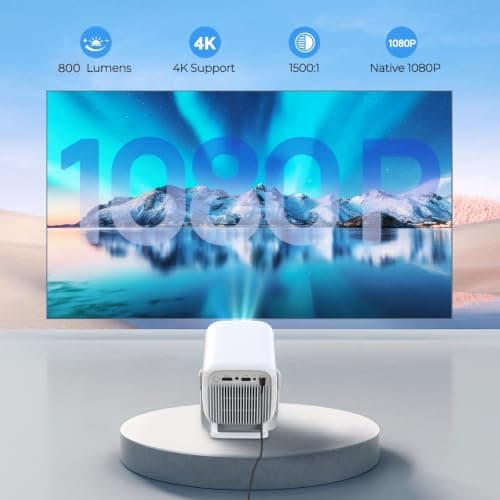 [Officially Liscensed App] WEMI Smart Portable Mini Projector Auto Focus, Native 1080P 4K Projector, WiFi 6 Bluetooth 5.4, 800 ANSI Wireless Home Outdoor Bedroom Movie TV Projector Android 13 — view 5