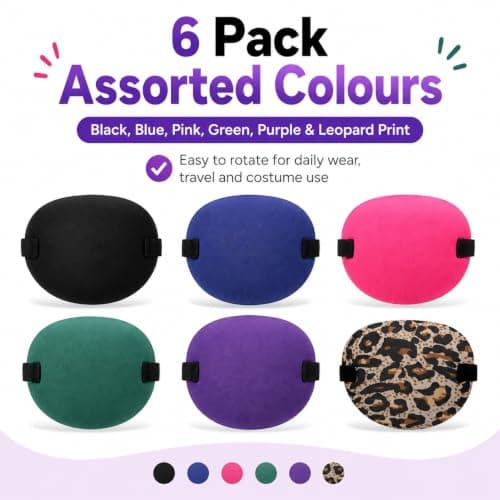 Eye Patch Set 6 Pack Adjustable 3D Eye Covers for Adults Kids — view 2