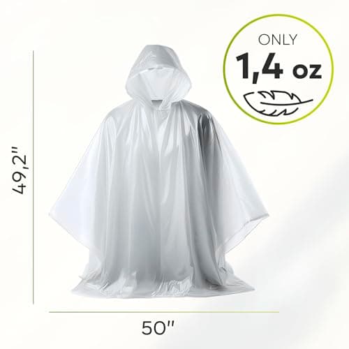 ZENO Rain Poncho Waterproof Adult - Festival Poncho - Waterproof, Disposable, Clear with Hood - Emergency Rain coat for Hiking, Cycling, Camping, Concert - Pack of 4 — view 5
