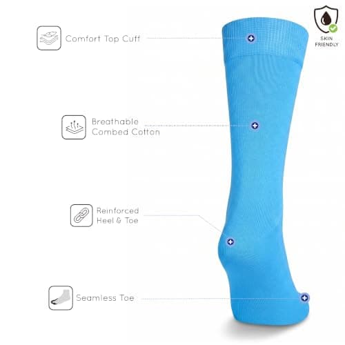 Mysocks Finest Cotton Dress Socks for Men Women - Super Soft Breathable Plain Turquoise Crew Socks for Business Casual Looks Turquoise 7-11 — view 3