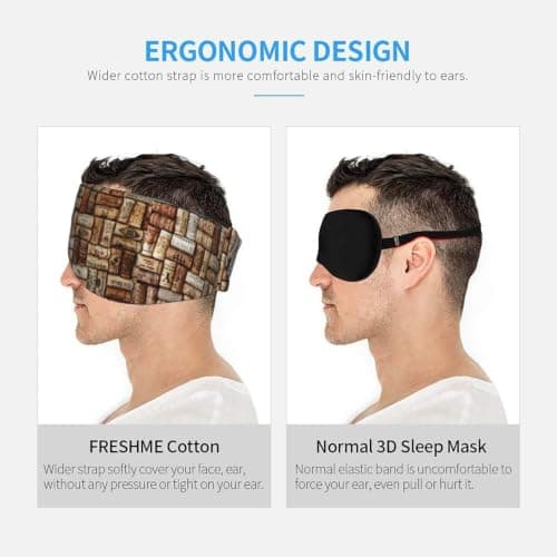 Wine Cork Print Sleep Mask,Coverage Eye Mask,Soft Breathable Blindfold for Travel Nap Work — view 5