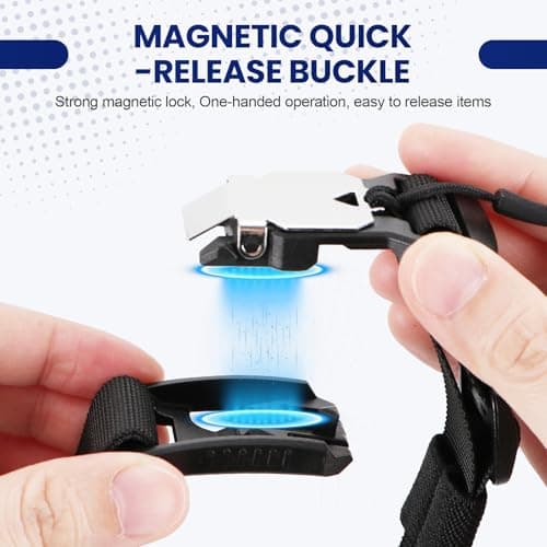 Magnetic Luggage Strap for Backpack & Suitcase - Heavy Duty Suitcase Belt with Jacket Gripper - Multi Purpose Travel Accessories with Replaceable Hooks - Adjustable Extra Bag Holder — view 2