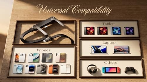240W USB C to USB C Charging Cable, 1.5M 2-in-1 Type C Fast Charger Lead with Foldable Phone Stand, PD Power Delivery & Data Sync, Compatible with iPhone, Samsung Galaxy, Android & Google Pixel — view 6