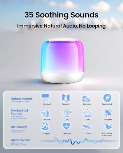 Glocusent Nano-Glow White Noise Machine, 35 Soothing Sounds & Night Light — view 2