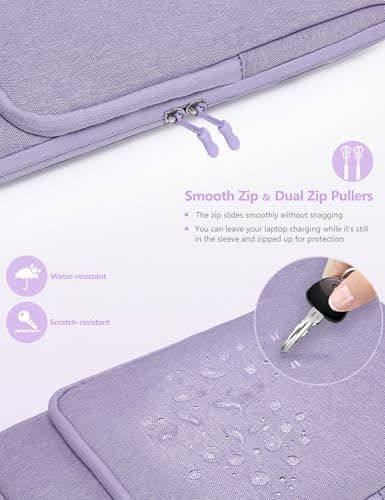 HYZUO 13 Inch Laptop Bag Sleeve Case for MacBook Air 13 M5, Lilac Purple — view 6
