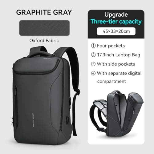 MARK RYDEN mens backpack Large Capacity waterproof laptop backpack business men with USB Charging Port for Official Travel Hiking Pack Fits Under 17.3 Inch Laptop — view 2