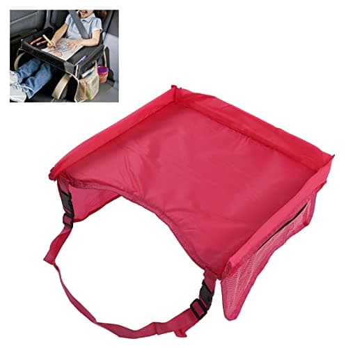 Kids Car Table Tray, Adjustable Storable Kids Travel Tray, Toddler Lap Desk Organizer for Toddler Travel (Red — view 6