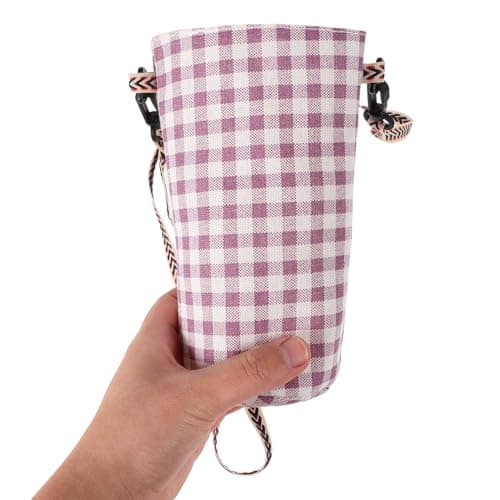 UTHCLO Outdoor Cotton Linen Water Bottle Carrier with Adjustable Strap for Hiking Camping Walking Travel — view 4