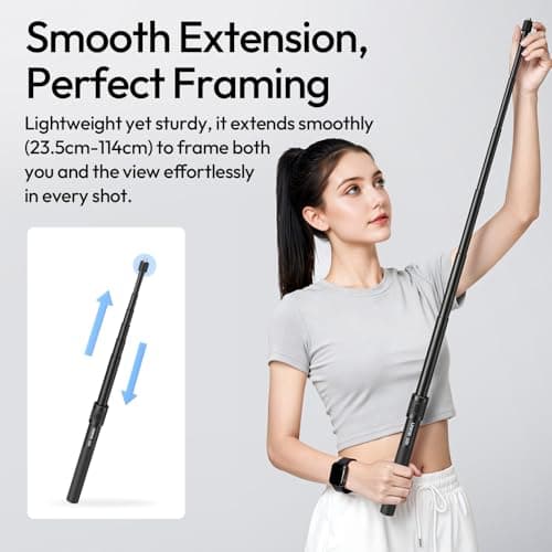 Ulanzi VL04 Selfie Stick w Backpack Mount Shoulder Strap, Extended Monopod Pole with Go pro Action Camera Adapter, Handheld Travel Pole w 1/4" Screw for Insta360 x5/4/3, DJI Pocket 3/Osmo Action 5/4 — view 5