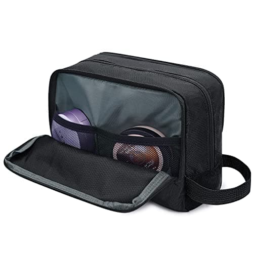 WANDF Toiletry Bag Water-Resistant Nylon Travel Wash Bag Lightweight Dopp Kit for Men and Women(A-Pure Black) — view 3