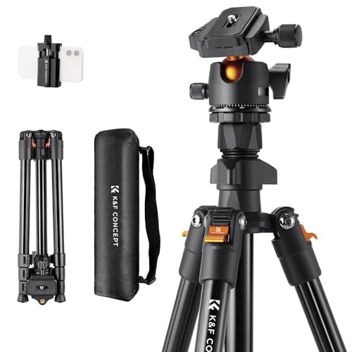 K&F CONCEPT 64inch/163cm Travel Camera Tripod with Phone Holder
