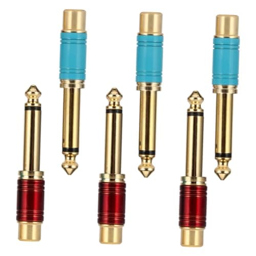 LAPYAPPE 6pcs Female Jack to Audio Adapter Plug for Guitar Mixer Jumbo Plug Connector Adapter for Stereo Equipment Male Connector Random Color