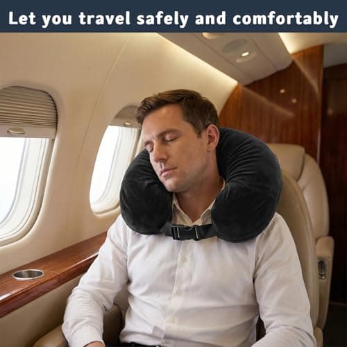 HOPNKN Stuffable Neck Pillow for Travel, Travel Pillow Stuffable with Clothes, Travel Neck Pillows With Adjustable Straps for Essentials Extra Luggage(Black) — view 6