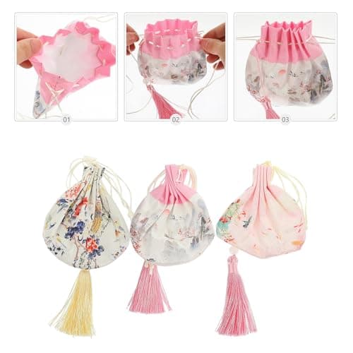 NULYLU 3pcs Lavender Sachet Bag with Tassels, Portable Cotton Cloth Small Bags for Wardrobe, Car, and Travel Storage — view 3
