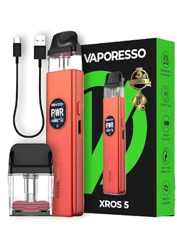 Vaporesso Xros 5 Vape Kits (Coral Red) - 30w, 1500mAh Battery & 3A Super Charging - Adjustable Airflow, 0.88" HD Screen, Corex 3.0 Tech - Compatible with Vaporesso Xros Pod - No Nicotine Vape