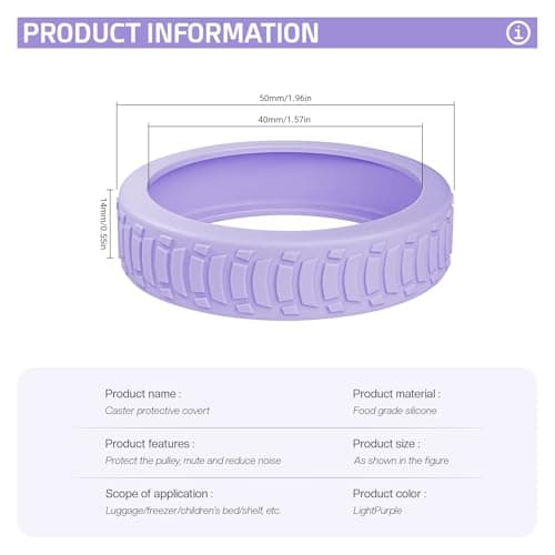 YMWALK 8 Pack Silicone Luggage Wheel Covers, Durable Anti-Scratch Travel Suitcase Wheel Protectors, Portable 2 Inch Luggage Spinner Wheel Covers Mute for Most Caster Wheels (Light Purple) — view 2