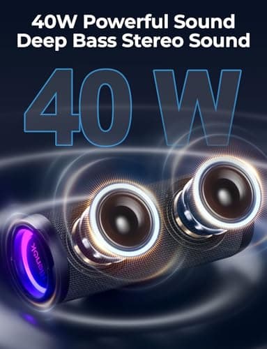 RIENOK Bluetooth Speaker 40W Wireless Speaker Portable Dual Pairing HD Stereo Sound IPX7 Waterproof Bluetooth 5.0 Outdoor Sport Speaker — view 2