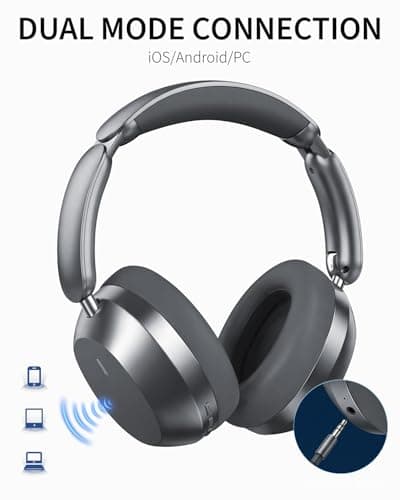 Wentronic Y04 Wireless Over-Ear Headphones, Active Noise Cancelling, Grey — view 6