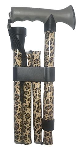 Life Healthcare Folding Gel Handle Walking Stick, Adjustable Aluminium Cane