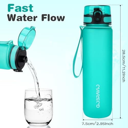 Gobravio Water Bottle 1l BPA Free Sports Bottle Leakproof Dishwasher Safe for Teenager, Adult, Sports, Hiking, Gym, Outdoor, School & Office — view 4
