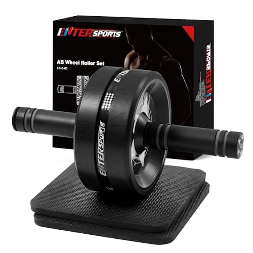Ab Roller with Two Extra-Thick Non-Slip Knee Mat for Core Abs Rollout