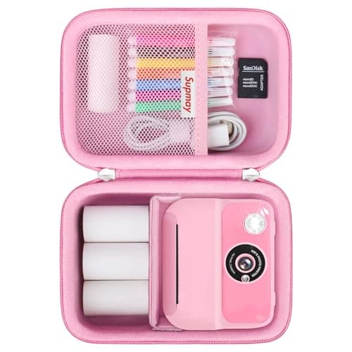 Supmay Kids Camera Case Compatible with Hangrui/HiMont/TIATUA/GREENKINDER/ETIKEZ/UIONVO/Gofunly/Lenudar/MYSTILUCK/Luoba Kids Camera Instant Print, Prints Paper Storage Bag, Pink