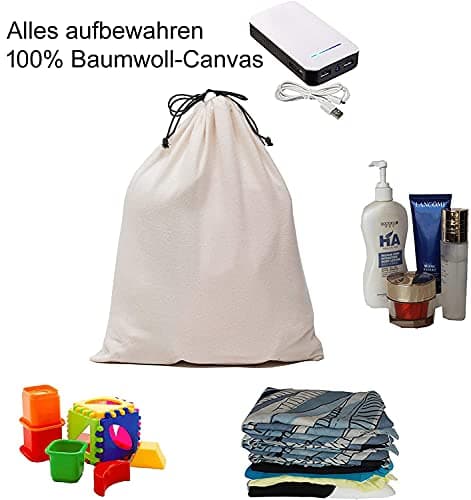 Laundry Bag Large (50 X 75 Cm | Pack of 2) Heavy duty 100% Cotton Canvas natural color fabric Draw Strings Organizer travel camp home college Dorm Dirty cloth plain Big Santa Sacks storage — view 4