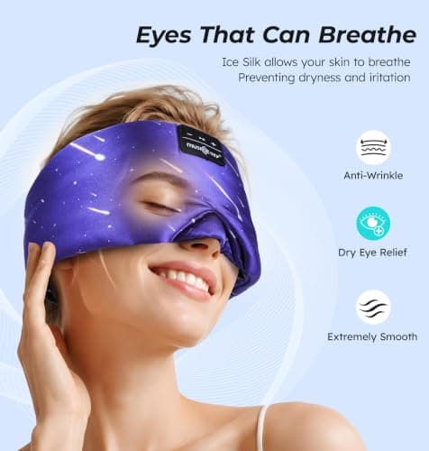 MUSICOZY Sleep Mask Headphones 100% Blackout Ice Silk Sleep Headphones — view 3