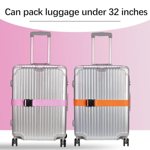 Luggage Straps for Suitcase Heavy Adjustable Suitcase Straps with Quick Release Buckle Suitcase Identifier Bands for Travel Case Non-Slip Travel Belt Travel Accessories (Pink, 4pcs) — view 4