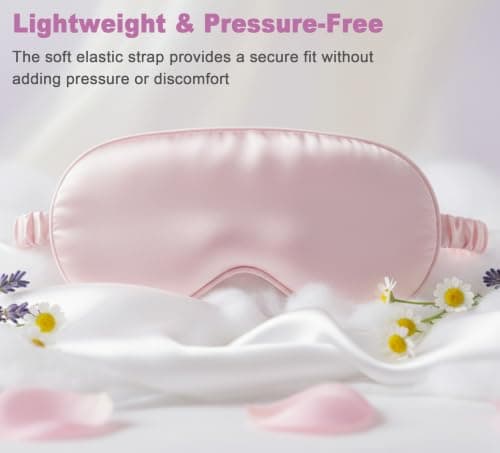 Sleep Mask Satin Eye Mask, Blackout, Pink — view 3