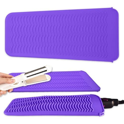 Heat Resistant Silicone Mat Pouch for Hair Straightener, Flat Iron & Hot Hair Tools, Home & Travel, Purple