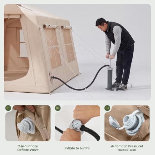 Aoxun 6‑8 Person Large Inflatable Camping Tent with Side Awning — view 5