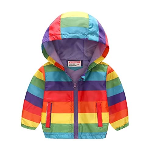 Rain Jacket for Toddler Baby Cute Graphic Waterproof Zipper Raincoat Kids Boys Girls Spring Fall Lightweight Hooded Windbreaker Trendy Casual Breathable Packable Rain Coat (Purple, 12-18 Months)