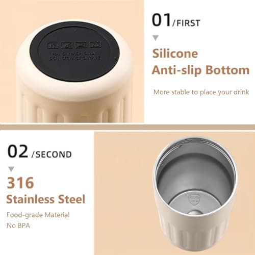 AMFUN 420ML Coffee Cup Travel Mugs,Water Bottle Flask with Temperature Display,316 Stainless Steel Leakproof Coffee Mug with Lids,Smart Mug Travel Mugs for Hot Drinks,Home School Office Travel (Brown) — view 4