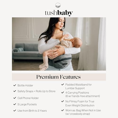 Tushbaby Baby Hip Carrier, Original Hip Seat Carrier for Newborn to Toddler — view 5