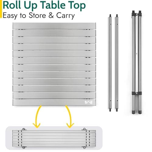 Trail Lightweight Aluminium Camping Table Folding Steel Frame and Roll Up Top with Bag (70cm x 70cm x 70cm) — view 5