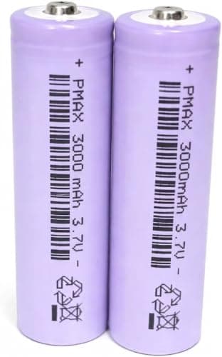 3.7V Rechargeable Battery, 3000mAh, Button Top, 2 Pack