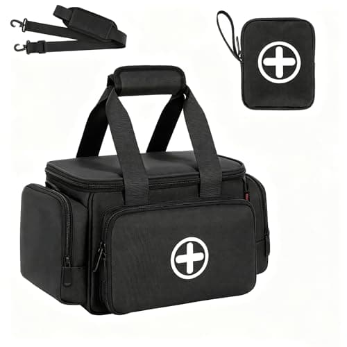 AKOZLIN Medical Supplies Bag Portable Large Emergency Bag (Empty), Nurse/Professional First Aid Bag,Suitable for General Practitioners, Home Care, Travel or Emergency Event,Black